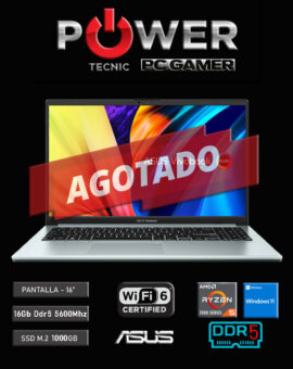 NOTEBOOK – ASUS VIVOBOOK – OLED – Go 15 – RYZEN 5 – 7520U – 8 Nucleos -16Gb DDR5 5600Mhz – 1000Gb PCIe -16″ – Windows11 PRO – WiFi 6