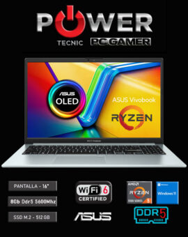 NOTEBOOK – ASUS VIVOBOOK – OLED - Go 15 – RYZEN 5 – 7520U – 8 Nucleos - 8Gb DDR5 5600Mhz – 512Gb PCIe -16″ – Windows11 HOME – WiFi 6