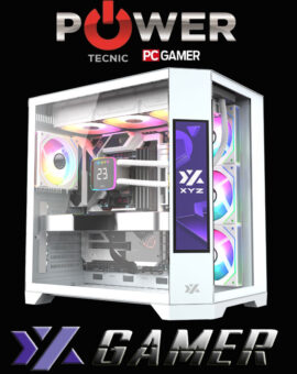 GABINETE - GAMER - XYZ - NEUTRON - DISEÑO PANORAMICO - DOBLE CAMARA - PANTALLA FRONTAL LCD - 4 FANS ARGB - Negro o Blanco