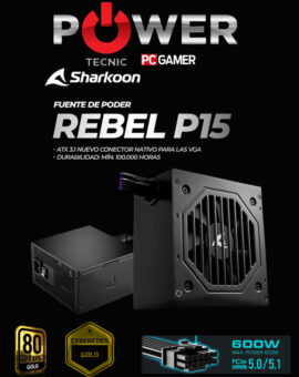 SHARKOON - FUENTE - REBEL - MODELO - P15 - 850W GOLD  "NUEVO CONECTOR 3.1 / 5.1"